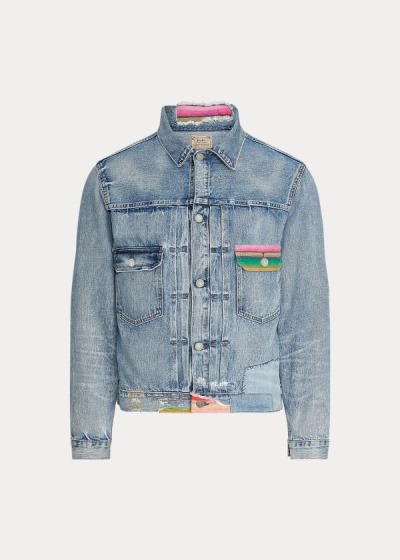 Men's Polo Ralph Lauren Repaired Trucker Denim Jacket | 021459KXN